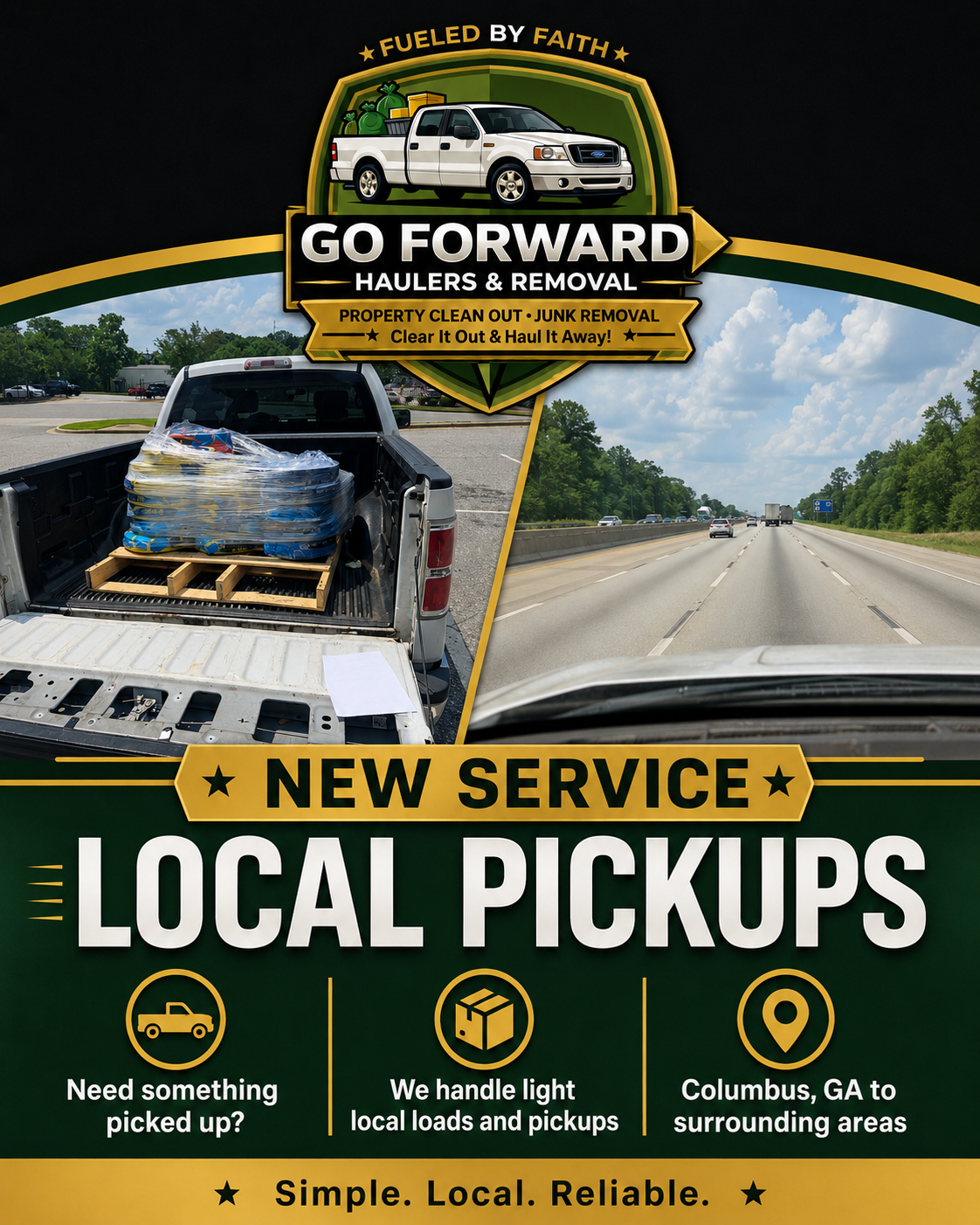 Go Forward Haulers truck loaded for local freight delivery