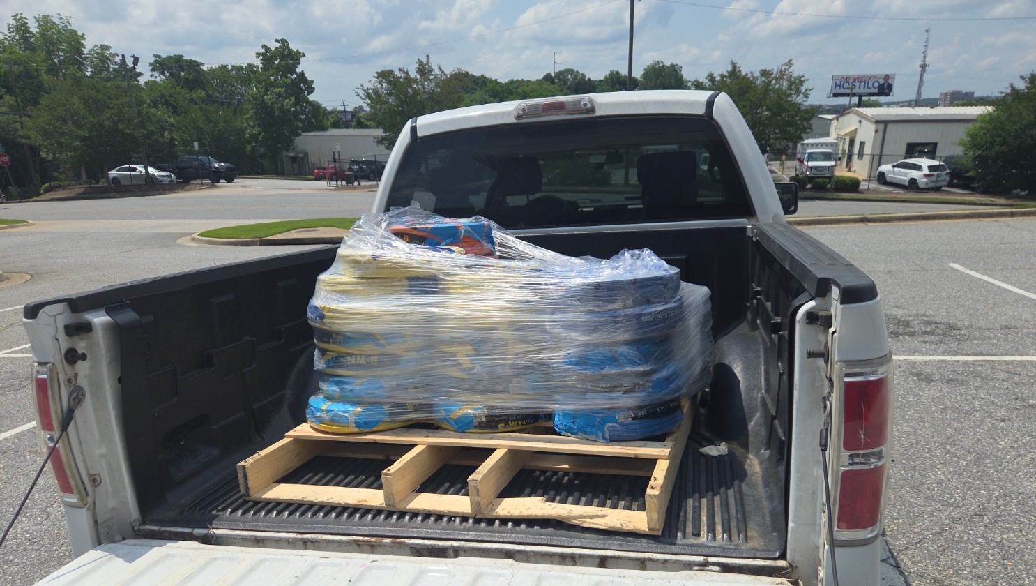 Pallet loaded on truck for hot shot delivery from Columbus GA